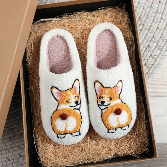 Corgi Pet Pattern Slippers, Halloween Gift, Christmas Gift