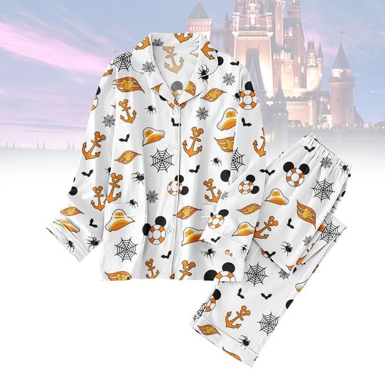 Mickey Nautical Halloween Pajamas Set, Disney Cruise PJs, Anchor Spider Web Pajamas Kids, Mickey Mouse Sleepwear, Fall Disney Pajama Se