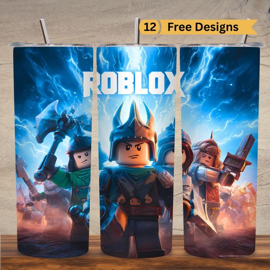 Roblox Skinny Tumbler Wrap, Cartoon Characters Sublimation Design, Game Lover Cup