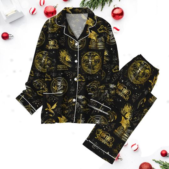 Chrismas Basgiath War College Pajamas Set, Fourth Wing Christmas Woman Pajamas, Bookish Dragon Rider Pjs, Violet Sorrengail Fans Gift
