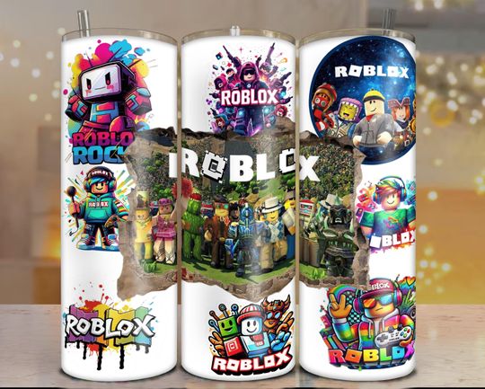 Roblox Skinny Tumbler Wrap | Cartoon Characters Sublimation Design | Game Lover Cup