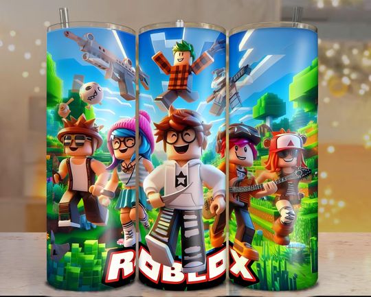 Roblox Tumbler Wrap | Cartoon Characters Skinny Sublimation Design | Game Lover Cup