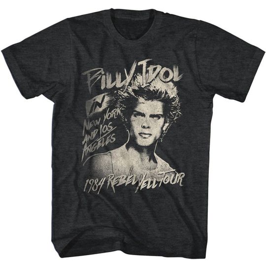 Billy Idol 84 Rebel Yell Tour Black Heather T-Shirt