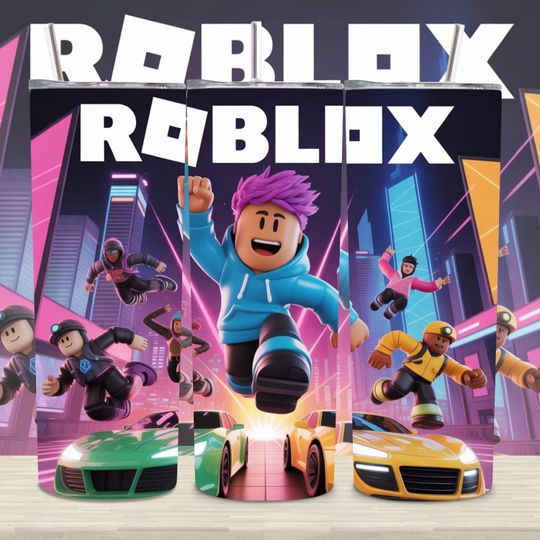 Roblox Skinny Tumbler Wrap | Game Cartoon Kids Design | Gift for Game Lovers