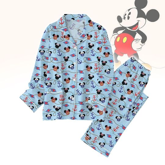 Mickey And Friends Cruise Pajamas Set, Women Pajamas, Mickey Cruise Shirt, Matching Family Pajamas, Disney Cruise Shirt, Gift For Her