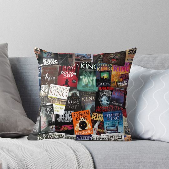 Stephen King Book Covers, Horror Bookworm Pillow