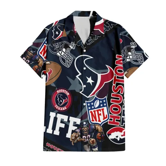 Houston Football Team Texanss Hawaiian Button Down Shirt
