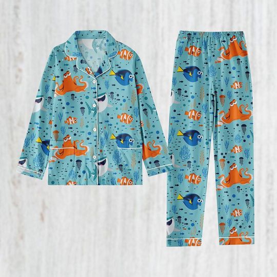 Finding Nemo Pajamas Set, Finding Dory Women Pajamas, Magic Kingdom Thick Pajamas, Disney Trip Pjs, Gift For Fan