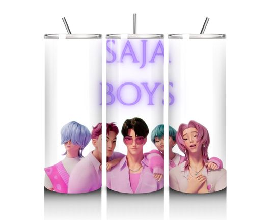 Kpop Demon Hunters Salad Boys Tumbler 20oz with Lid and Straw