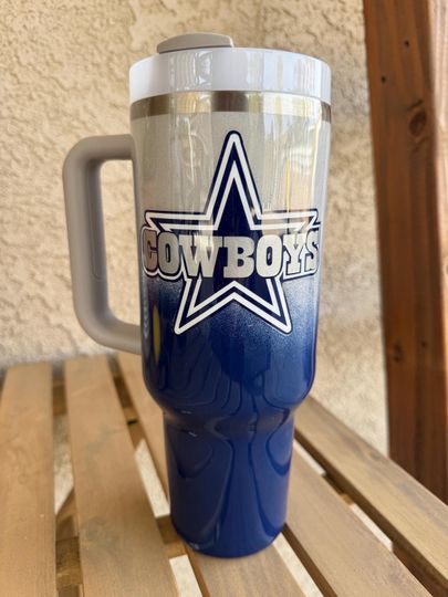 Custom Name Dallas Cowboys 40 oz Tumbler with Handle
