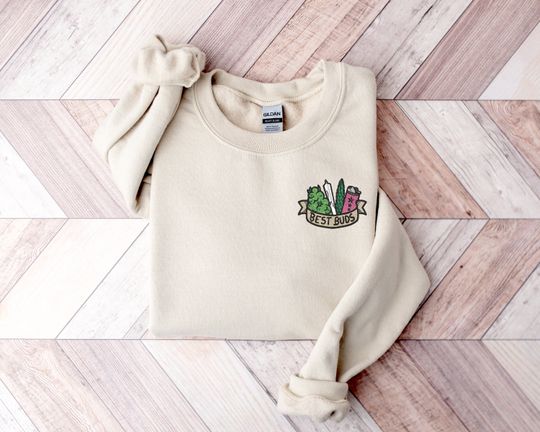 Embroidered Cannabis Sweatshirt, Hemp T-shirt, Marijuana Smoking Shirt for Stoners