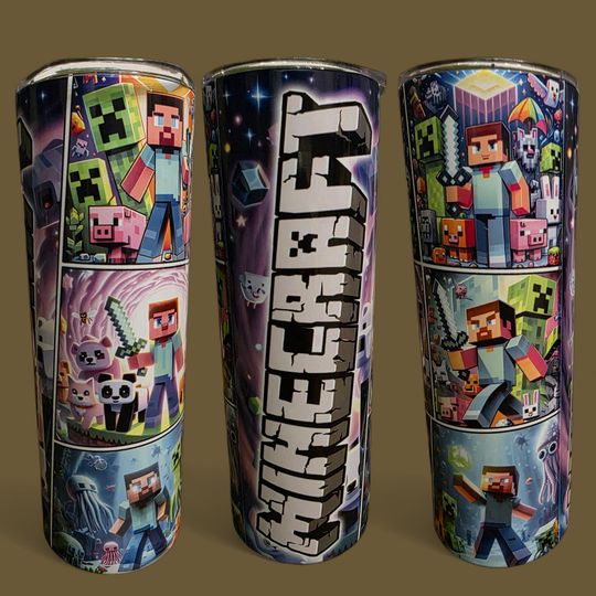 Skinny Tumbler - Vibrant Minecraft Adventure Design
