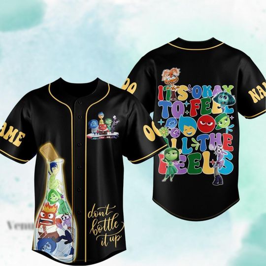 Personalized Inside Out Baseball Jersey, Inside Out Its Okay To Feel All The Feels Jersey