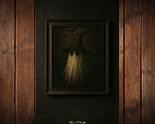 Halloween Wall Art  Prints, Spooky Halloween Decor, Halloween Gift, Witch Ghost Pumpkin Poster, Haunted House Gift, Fall Wall Print