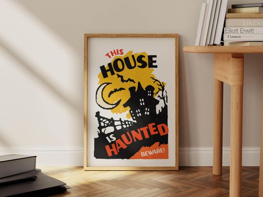 Haunted Halloween Print Retro Halloween Art Kitchen Wall Art Halloween Poster October Kitchen Decor Halloween Party Gift for Home