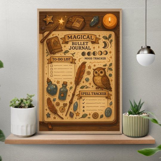 Unframed Retro Magic Halloween Poster, Magic Bullet Journaling Wall Art, Witchcraft Poster, Gothic Dark Academia Print, Halloween Home Decor
