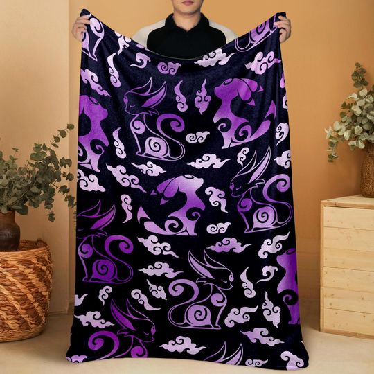 Umbreon Espeon Fleece Blanket, Cozy Cotton Blanket for Birthday, Christmas, Halloween, Home Decor  Blanket, Umbreon Blanket Gifts