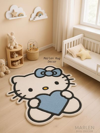 Hello Kitty Blue Heart Shaped Rug