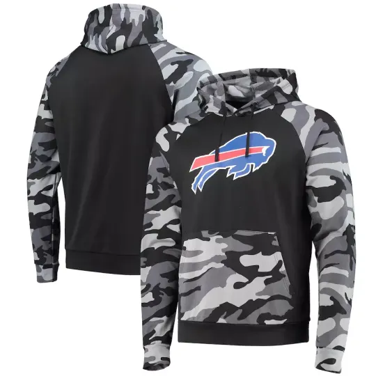 Buffalo football Camo Raglan Pullover Hoodie Black, Gift for Fan