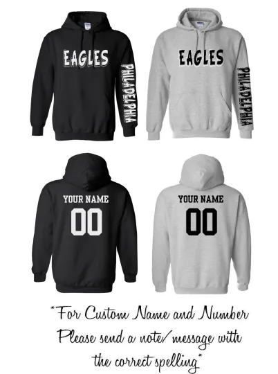 Philadelphia Text Football Pullover Hoodie with Custom Name , Gift for Fan