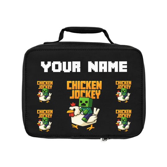 Personalized Minecraft Chicken Jockey Lunch Bag, Back to School Gift