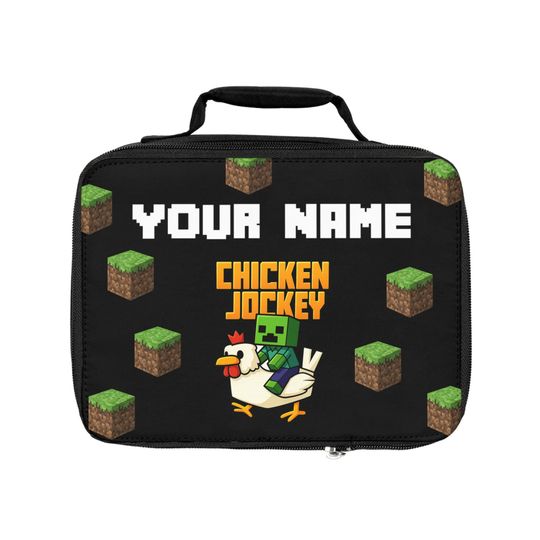 Personalized Minecraft Chicken Jockey Lunch Bag, Back to School Gift
