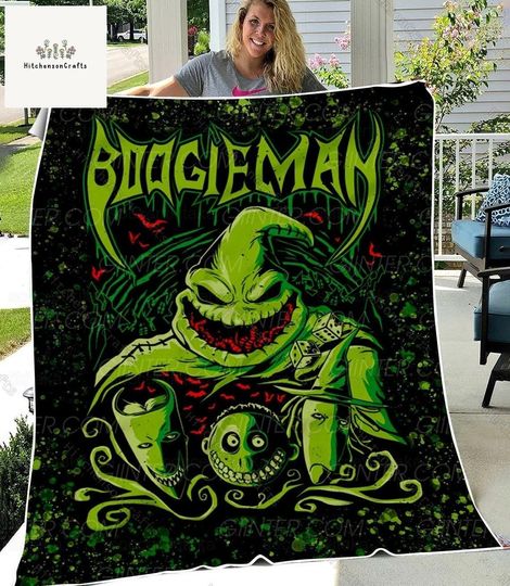 Halloween Oogie Boogie Fleece Blanket, Boogieman Blanket, Horror Movie Blanket, Nightmare Before Christmas Blanket, Skellington Blanket