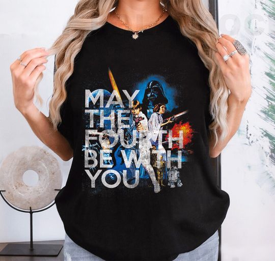 Star Wars May the Fourth Be With You Vintage Movie Poster T-Shirt for Fans
