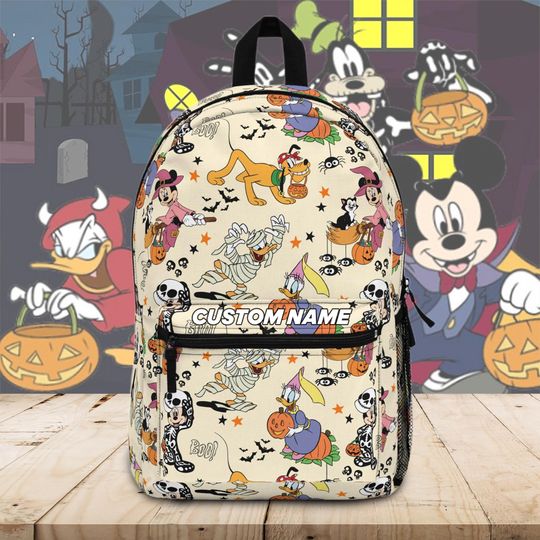 Custom Name Disney Halloween Backpack, Disney Backpack, Back to School Book Bag, Disney Bag, Kids Backpack, Travel Bag, Disney Trip Gifts
