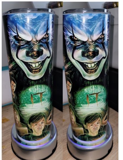 Halloween IT Pennywise clown tumbler, Halloween horror movies Tumbler Comes with a straw used with hot or cold beverages