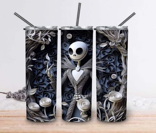 Jack Nightmare Before Christmas 3D Metal 20 oz Tumbler Travel Mug Halloween