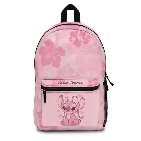 Pink Stitch And Angel Backpack Lilo & Stitch Ohana School Bag - Cute Disney Anime Backpack - Tropical Floral Bookbag -  Kids And Adults