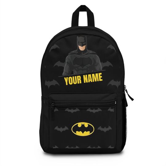Personalized Batman Backpack | Custom Superhero School Bag | Dark Knight Gift | Kids Backpack | Back to School | Comic Book Fan