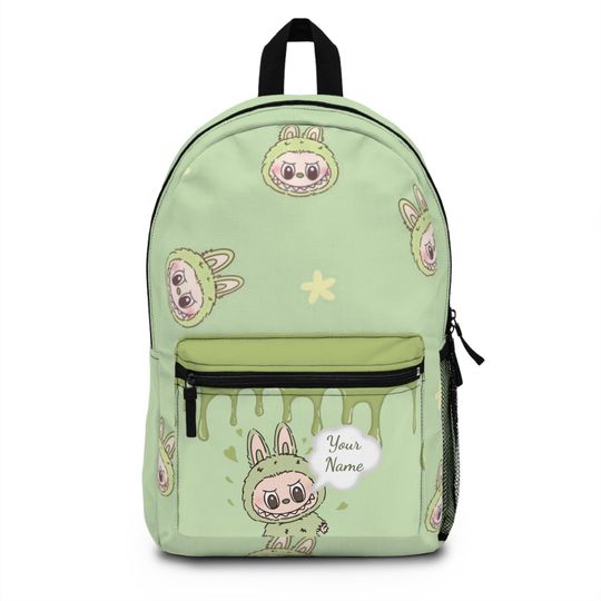 Green Grape Labubu Backpack - Adorable Monster Character School Bag, Kawaii Cute Rucksack, Unique Gift for Students & Fans