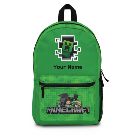 Custom Minecraft Backpack, Personalized School Bag, Gamer Gift, Kids Backpack, Unique Back to School Accessory