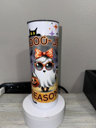 boo- jee season tumbler, cute ghost tumbler, Halloween tumbler