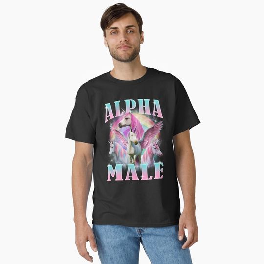 Alpha Male Unicorn Funny Meme Classic T-Shirt