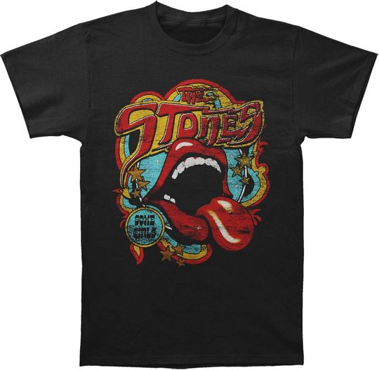 Rolling Stones Men's Retro 70's Vibe Vintage T-Shirt Black