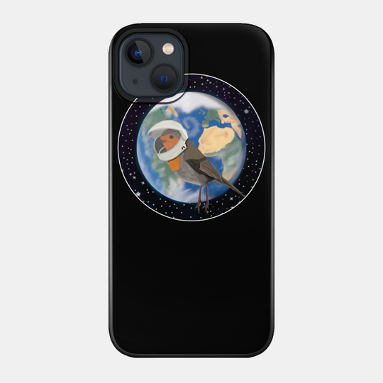 Robin Redbreast in Space Bird Illustration - Bird Illustration - Phone Case