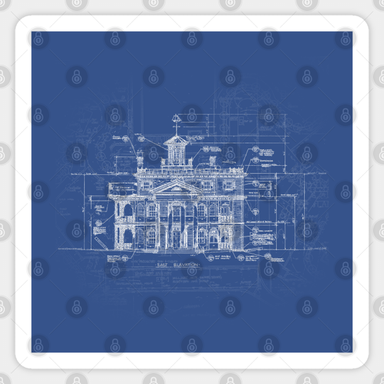 Haunted Mansion Blueprint - Hitchhiking Ghosts - Sticker
