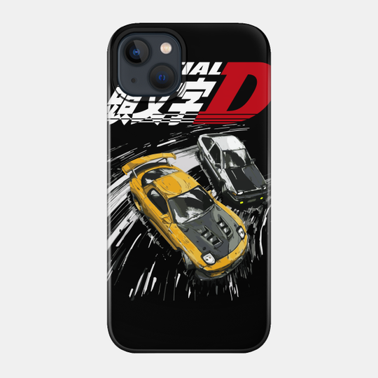 intial D - tendem mountain drift RX7 vs AE86 - Initial D - Phone Case