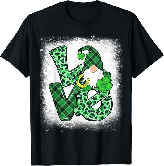 Bleached LOVE St Patricks Day Gnomes Shamrock For Women T-Shirt
