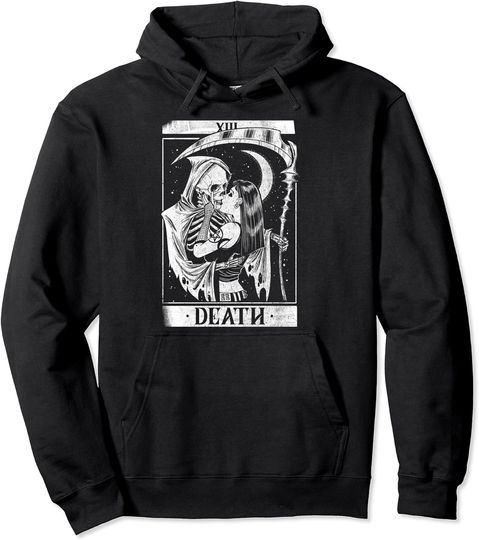 Tarot Card Hoodie Blackcraft Vintage Death the Grim Reaper Kiss Tarot Card