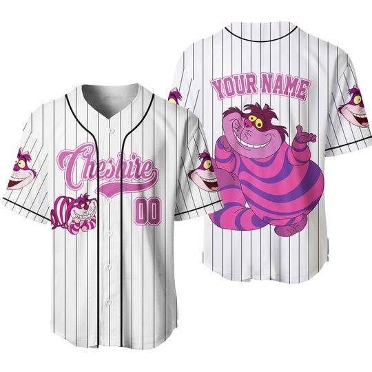 Custom Alice in Wonderland Cheshire Baseball Jersey, Cheshire Cat Baseball Jersey Team, Baseball Fan Lover, Magic Kingdom Gift