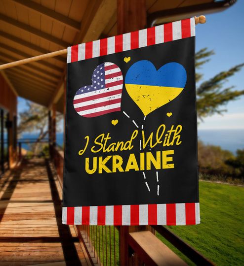 I Stand With Ukraine House Flag