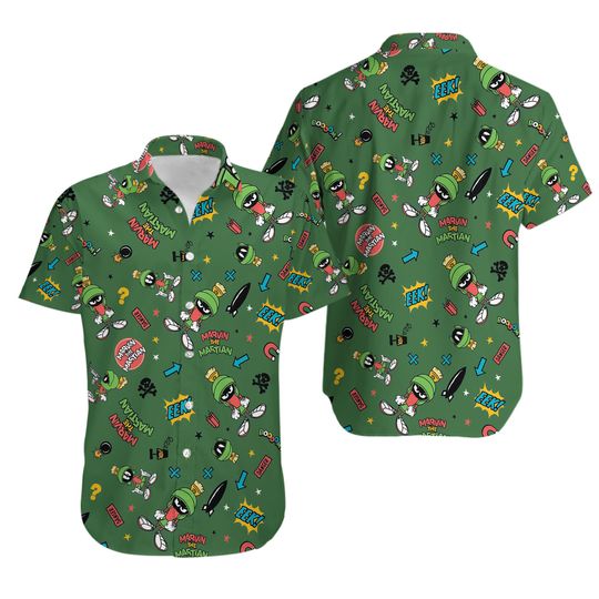 MARVIN THE MARTIAN LOONEY TUNES HAWAIIAN SHIRT, S-5XL US Size, Gift For Men