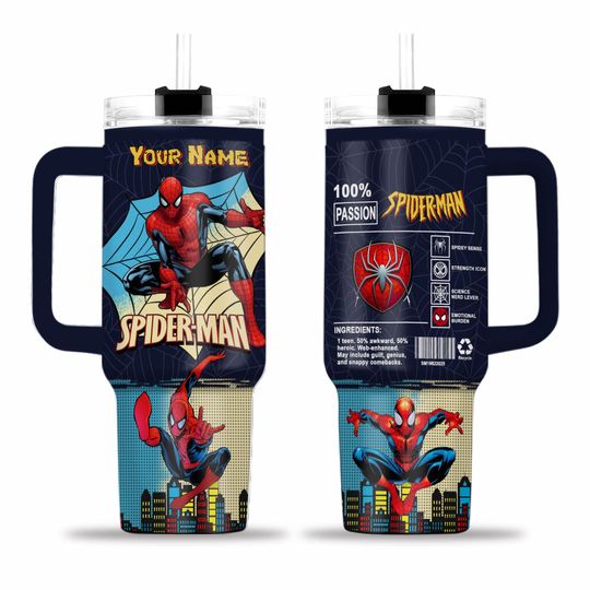 Personalized Spider-man Tumbler 40oz, Marvel Comic Insulated Tumbler, Marvel Avengers Team Tumbler, Funny Superhero Tumbler Cup