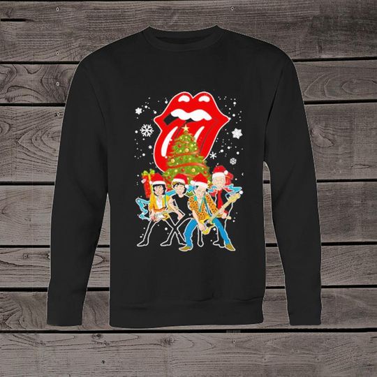 Santa The Rolling Stones Tree Light Christmas Sweatshirt