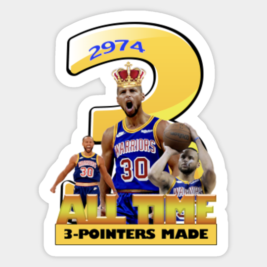 Steph Curry All Time Most 3 Made Sticker - Steph Curry - Sticker