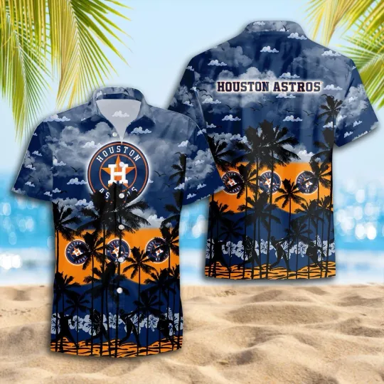Houston Baseball Team Astross Hawaiian Button Down Shirt